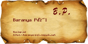 Baranya Pál névjegykártya